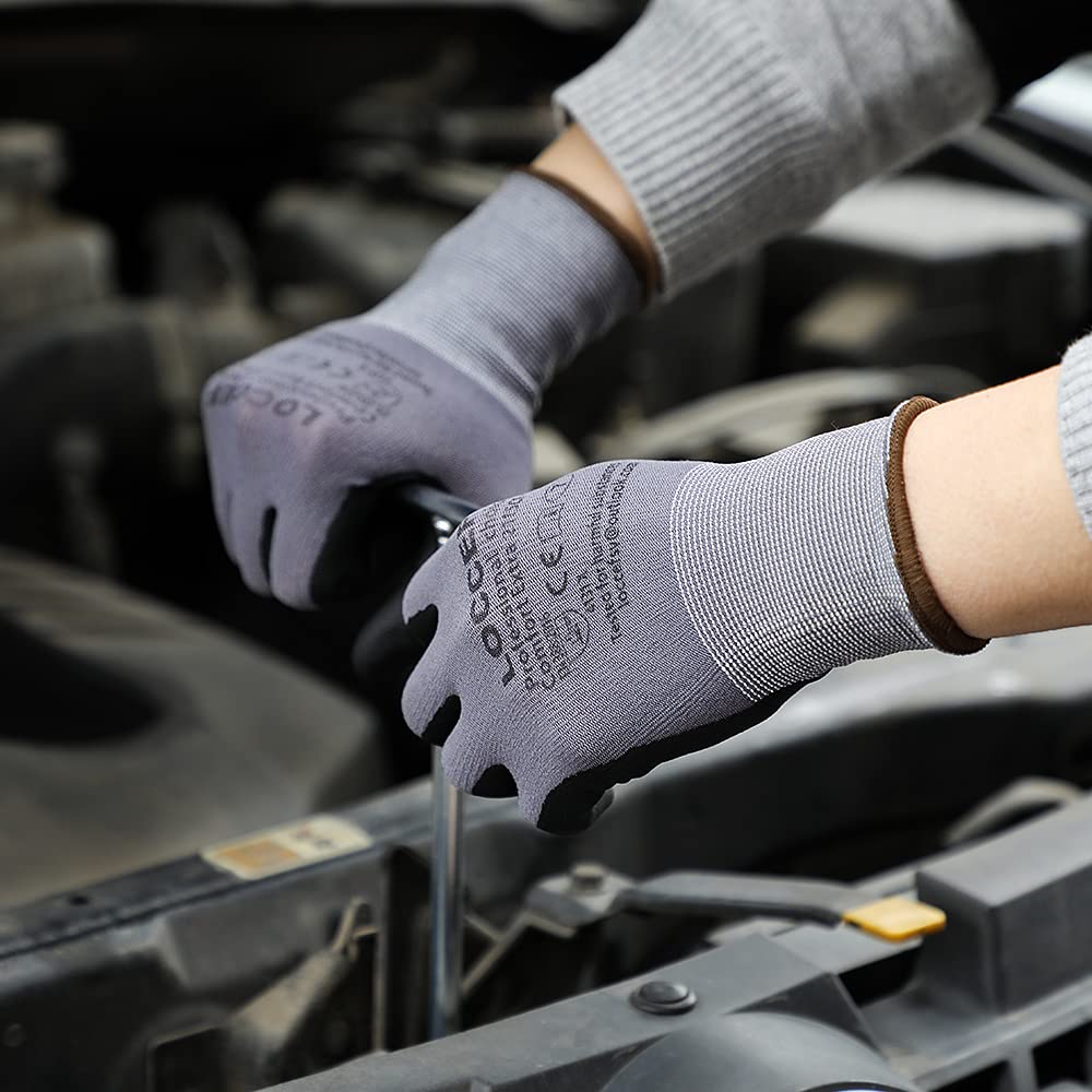 LOCCEF grip-focused nitrile gloves offering dexterity for light oil tasks
