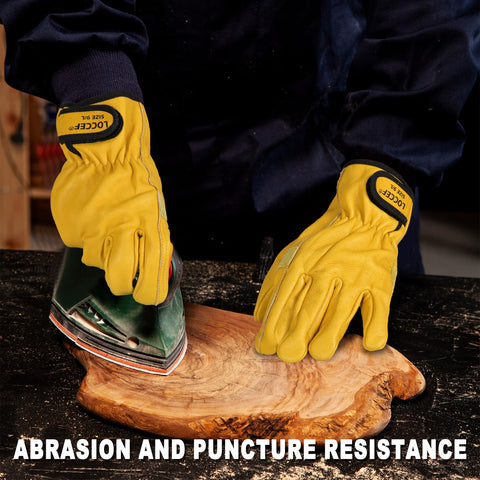 LOCCEF cowhide gloves deliver durable grip for construction and maintenance.