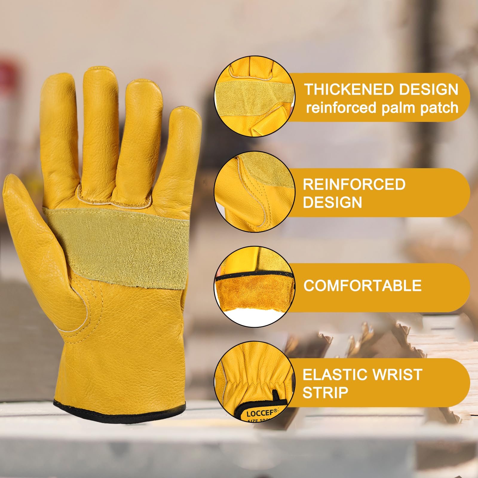 LOCCEF leather gloves provide warmth with insulation in cold weather.