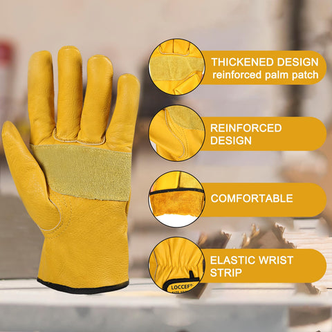 LOCCEF leather gloves provide warmth with insulation in cold weather.