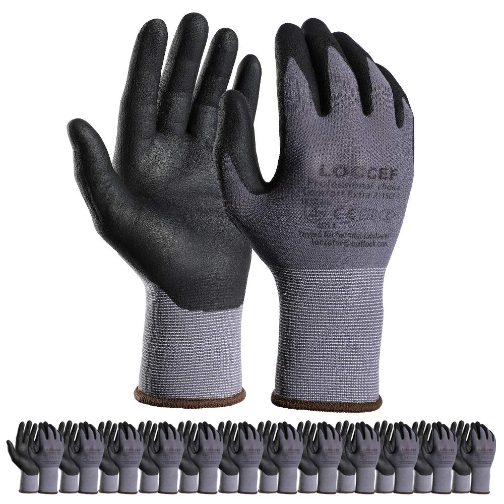 LOCCEF microfoam nitrile gloves grip test shows strong traction in light oil