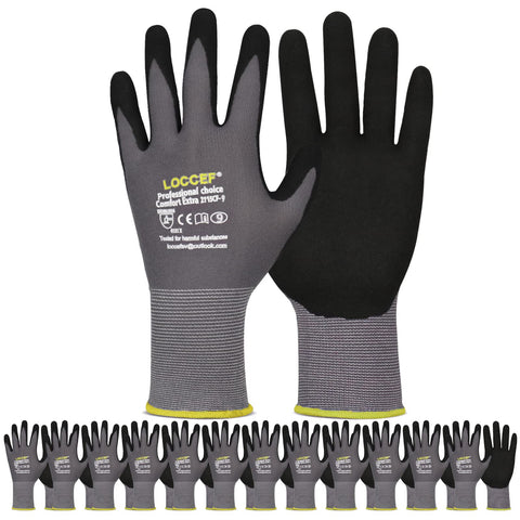 LOCCEF work gloves with MicroFoam Nitrile coating providing superior grip.