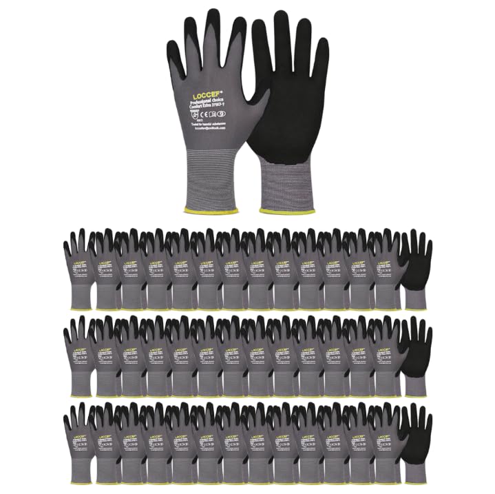LOCCEF MicroFoam nitrile coated gloves grip closeup for secure handling
