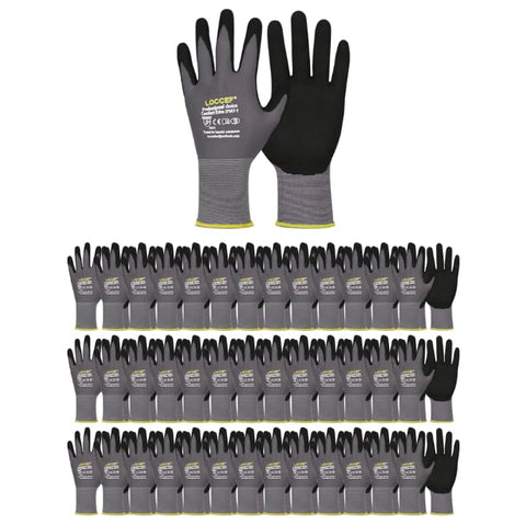 LOCCEF MicroFoam nitrile coated gloves grip closeup for secure handling