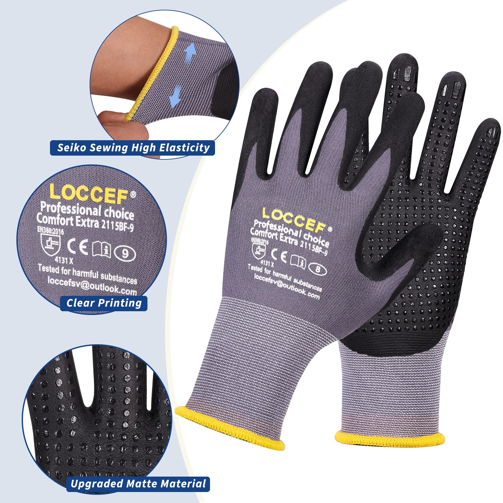 LOCCEF gloves with palm dots for enhanced grip and durability