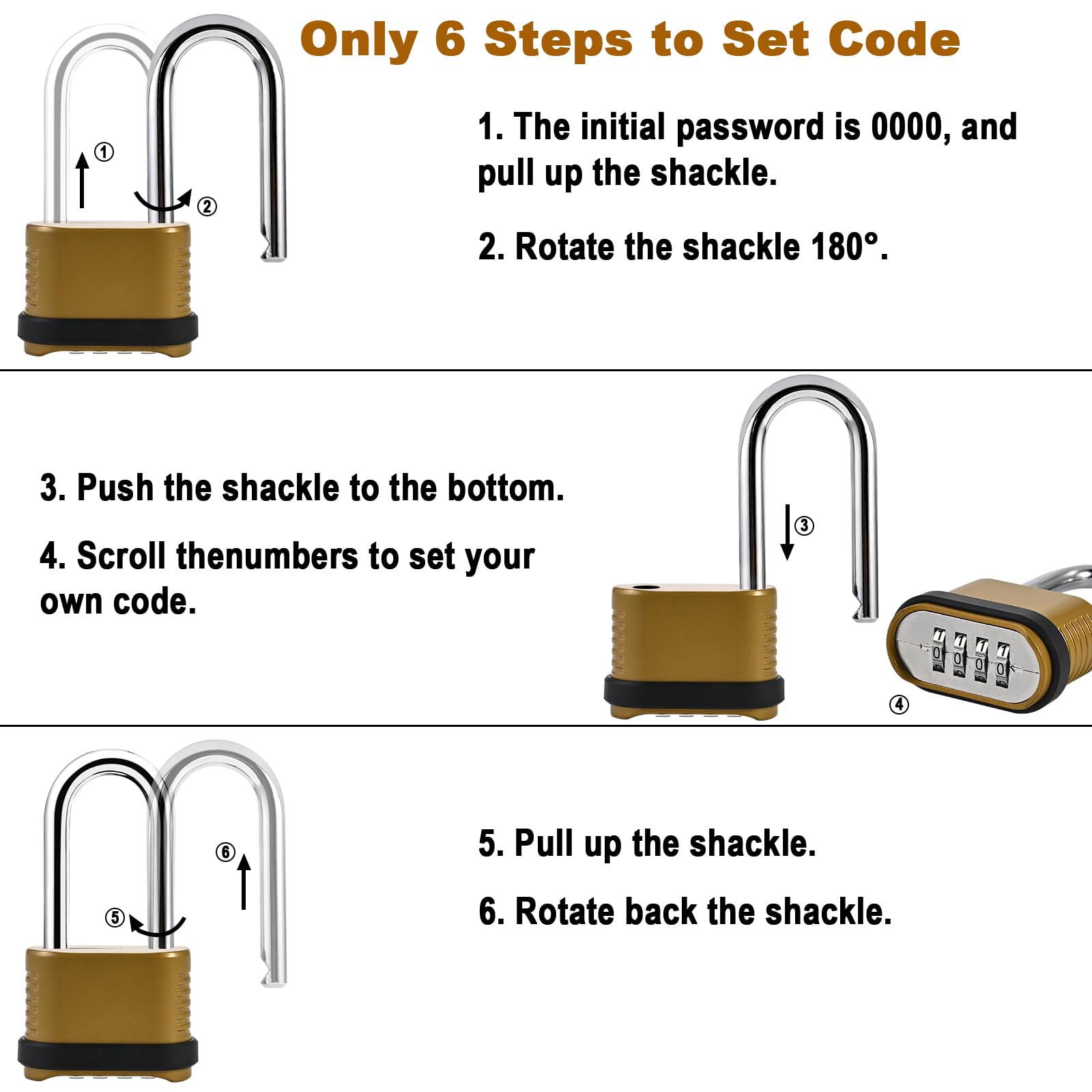 Locilot long-shackle padlock fits thick doors securely for durable use.