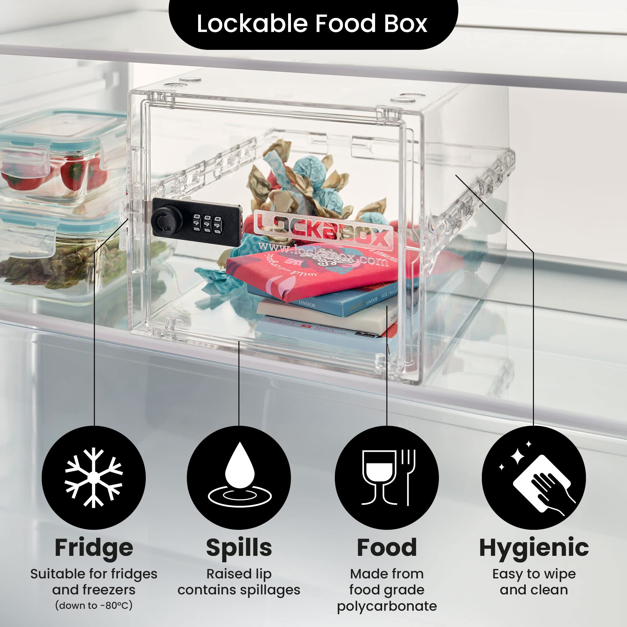 Lockabox One Crystal freezer-ready design suitable for cold storage tasks