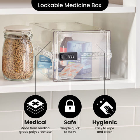 Lockabox One Crystal medical storage emphasizes discreet, hygienic containment