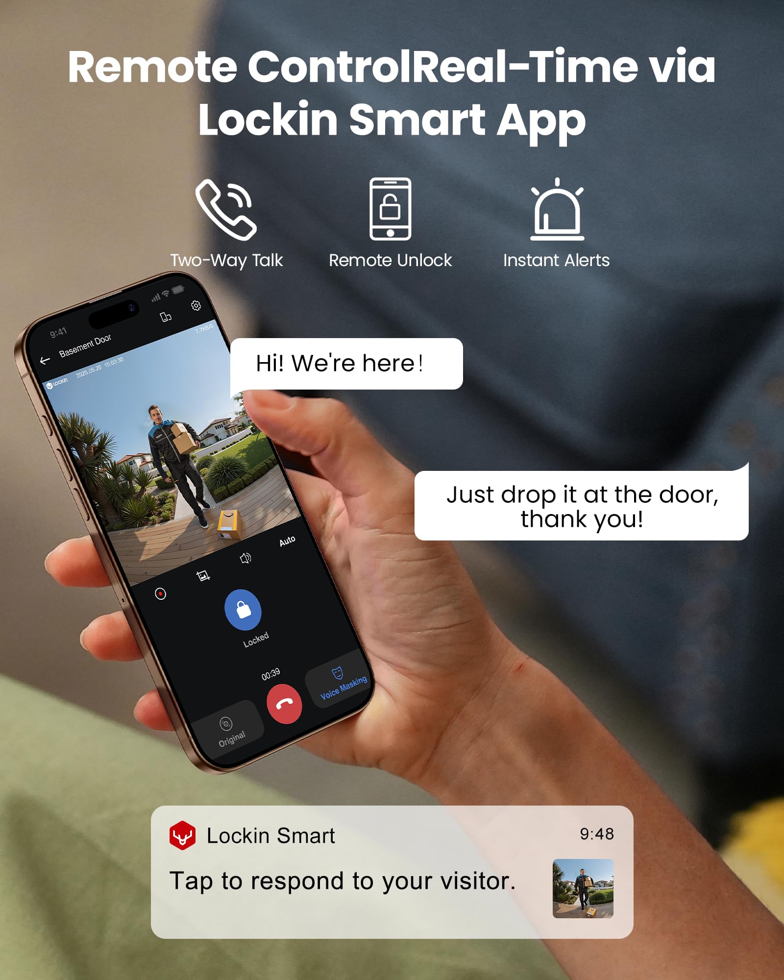 Lockin Veno Pro smart doorbell provides instant visitor alerts and two‑way talk.