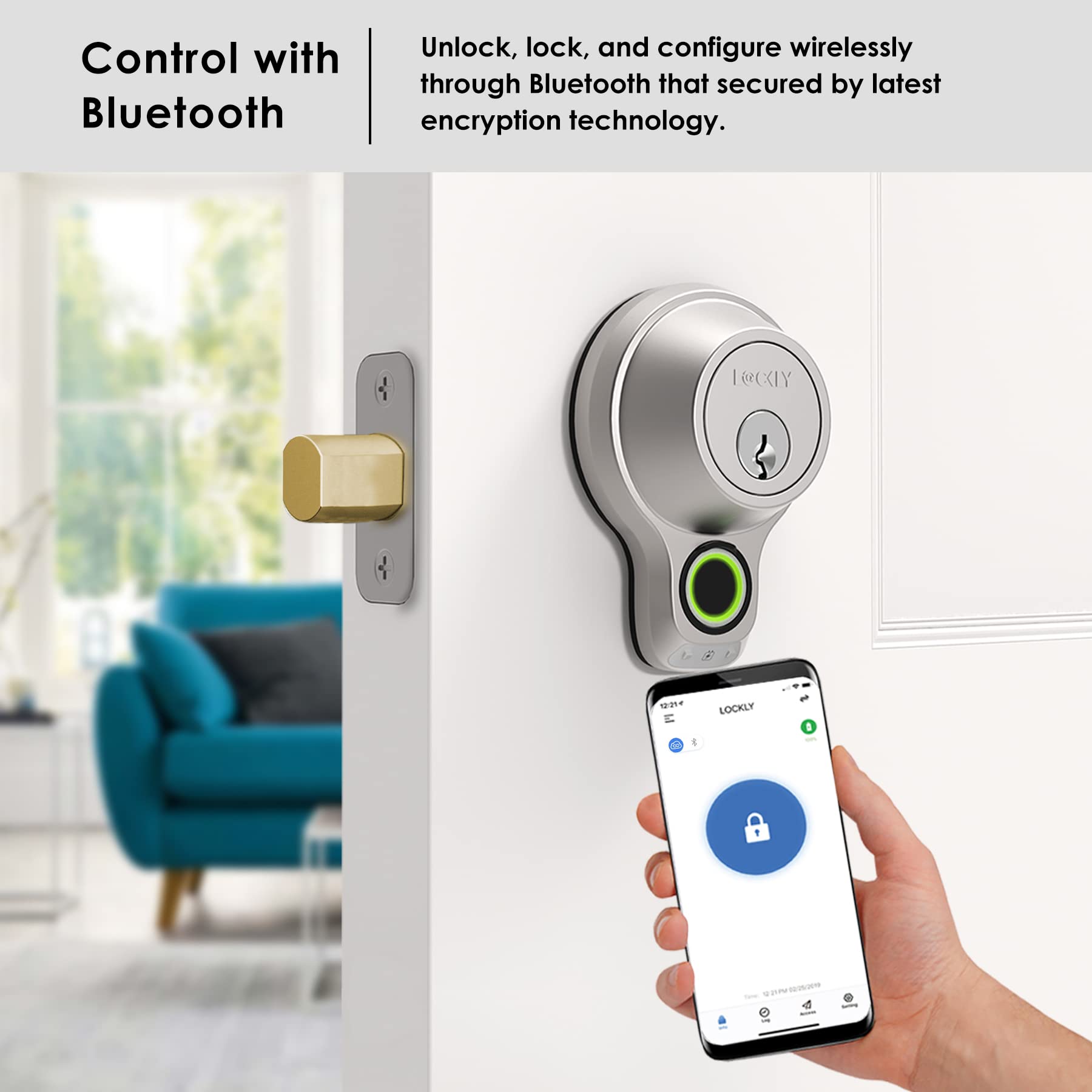 Lockly Access Touch Pro built-in Wi-Fi module keeps you connected for remote access.