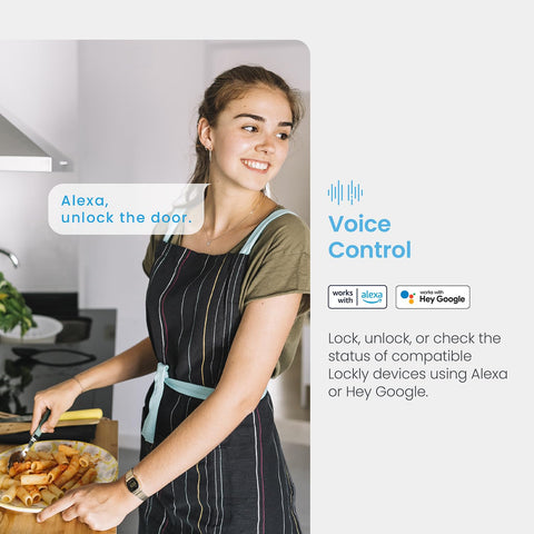 Lockly Secure Link Wi-Fi Hub voice control with Alexa and Google Assistant.