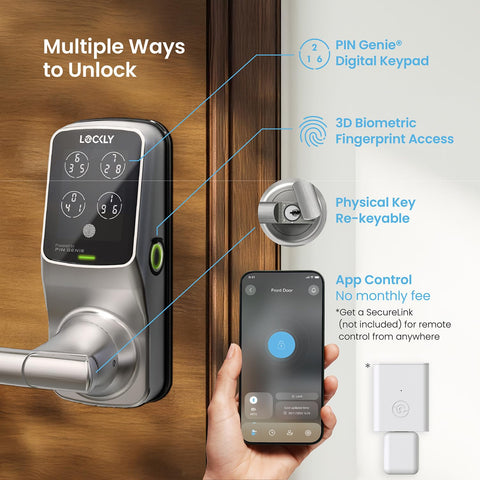 Lockly Secure Plus mobile app control screen for remote door access