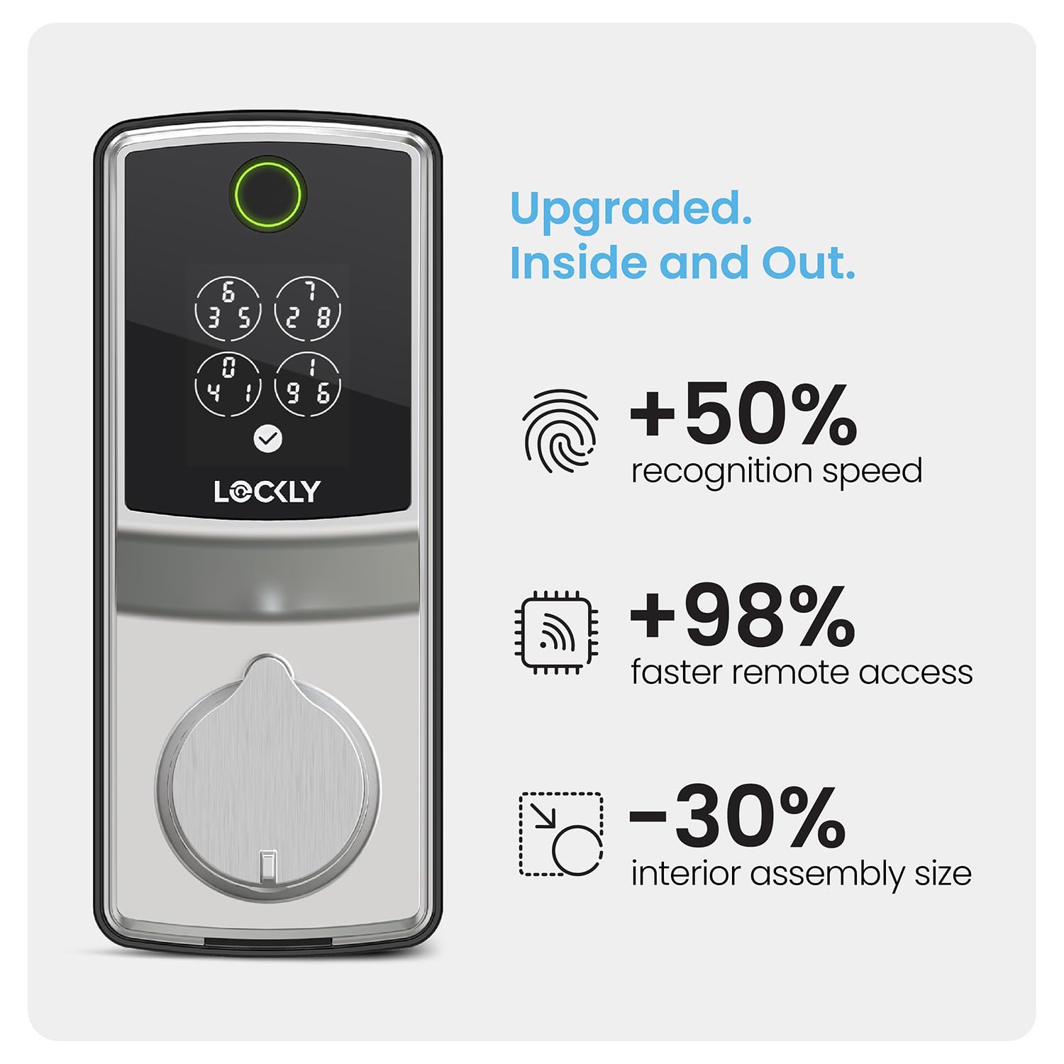 Lockly Secure Pro DIY installation scene emphasizes quick setup on standard doors
