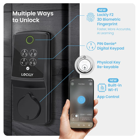 Lockly Secure Pro PIN Genie keypad scrambled digits for privacy