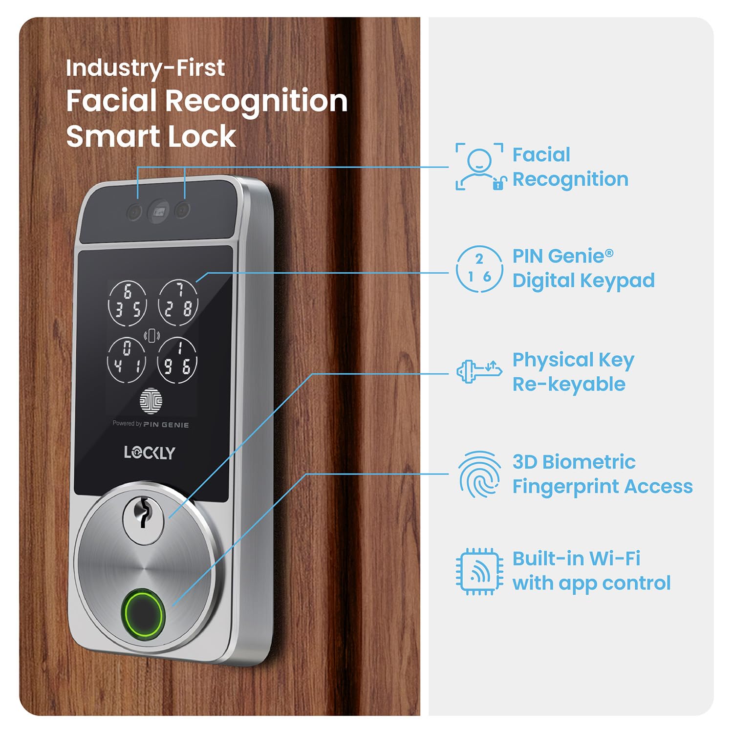 Lockly Visage Zeno works with Apple Home Key on iPhone or Watch.
