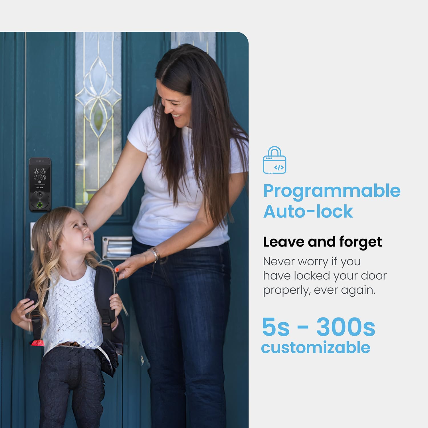 PIN Genie keypad provides secure, convenient entry with personalized codes.