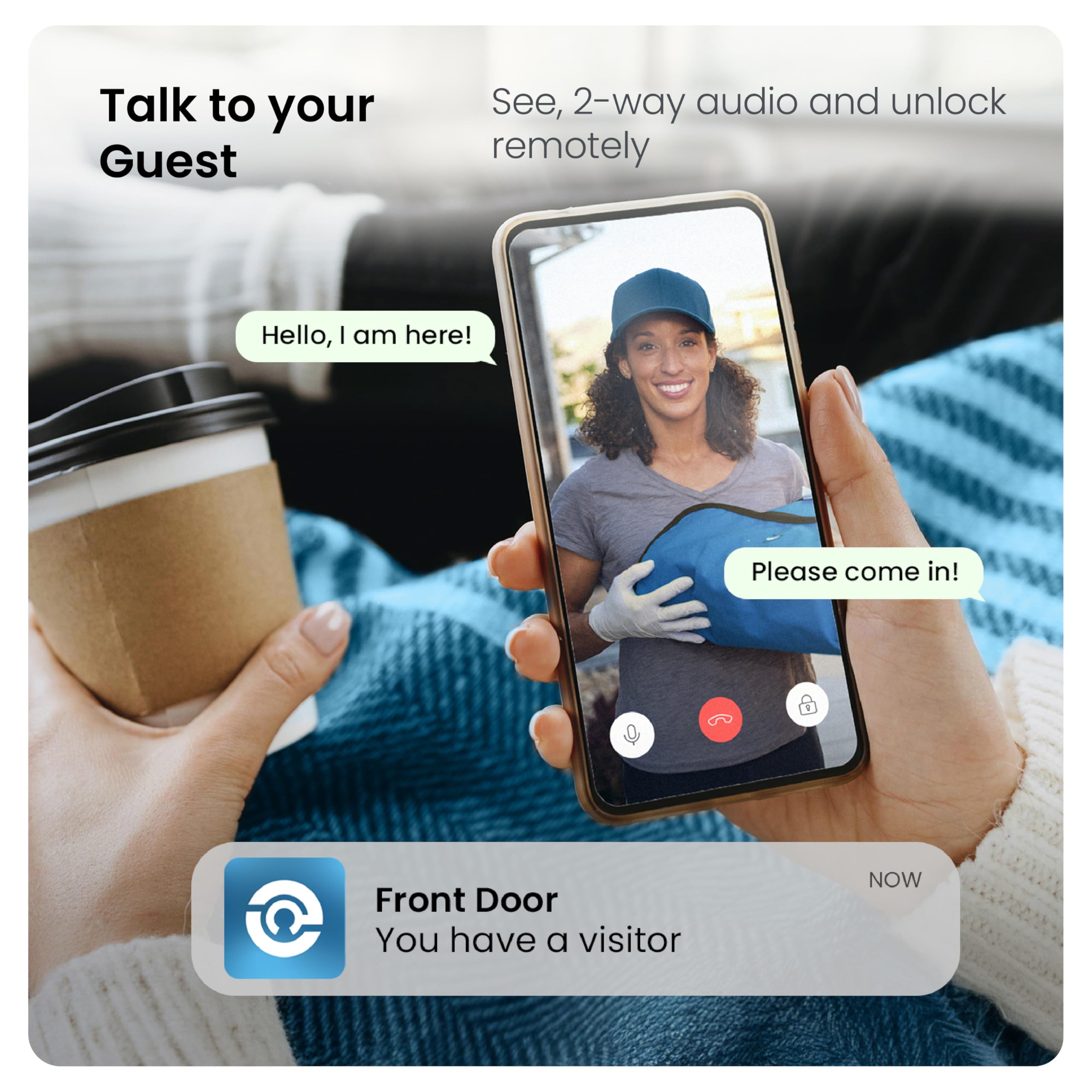 Lockly Vision Elite 2 way audio lets you talk to visitors remotely