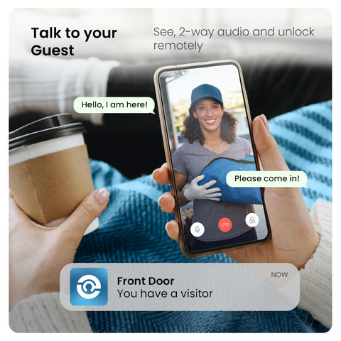Lockly Vision Elite 2 way audio lets you talk to visitors remotely