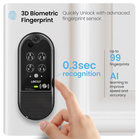 Lockly Vision Elite fingerprint sensor unlocks quickly with biometric verification