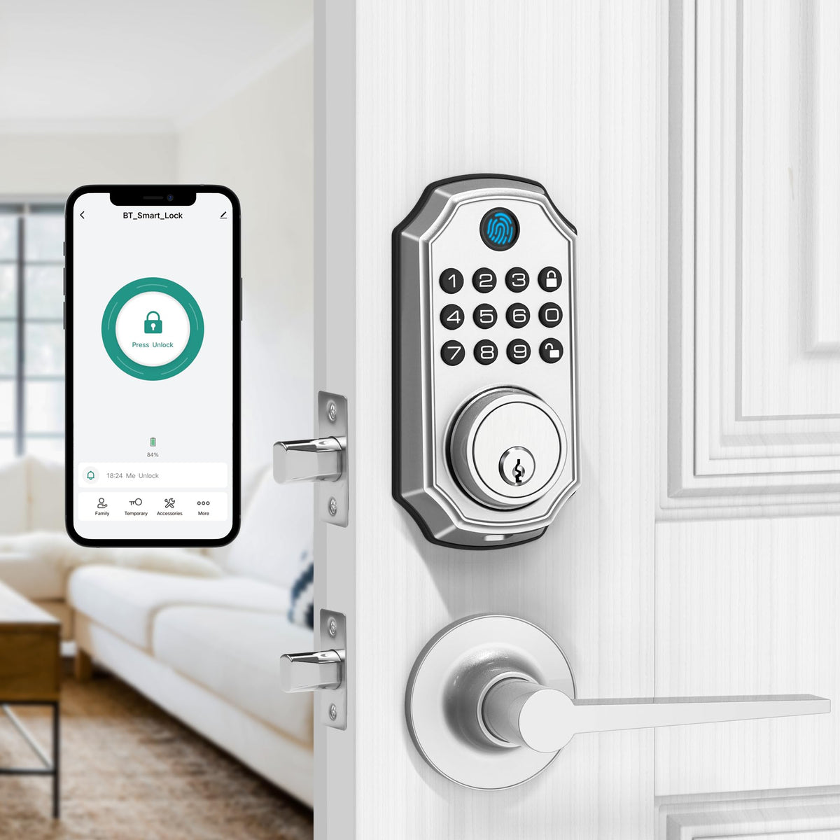 LOCK&SOLVER keypad door lock front view highlights convenience and keyless entry