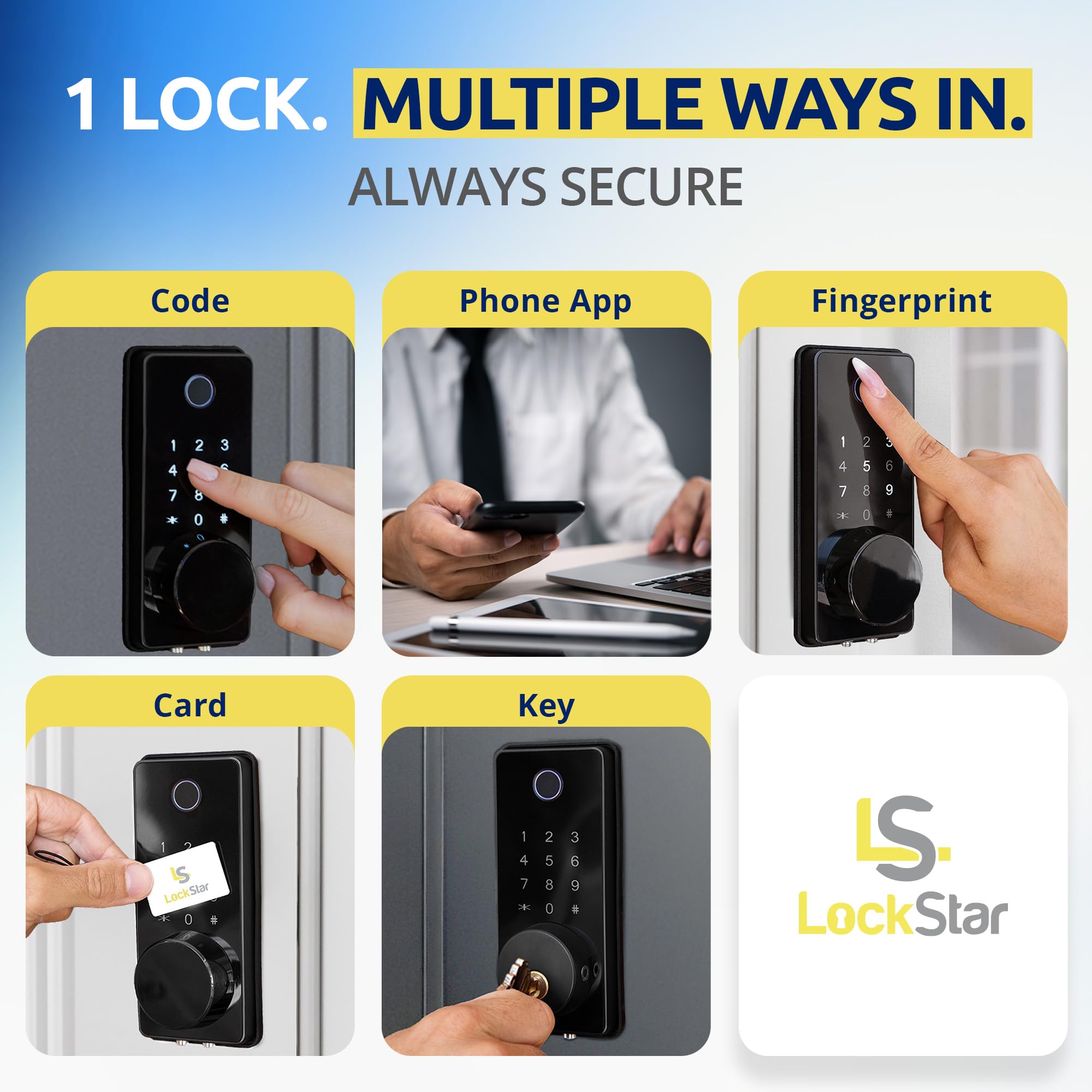 LockSTAR Smart Door Lock fingerprint touch ID for quick unlock