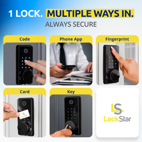 LockSTAR Smart Door Lock fingerprint touch ID for quick unlock
