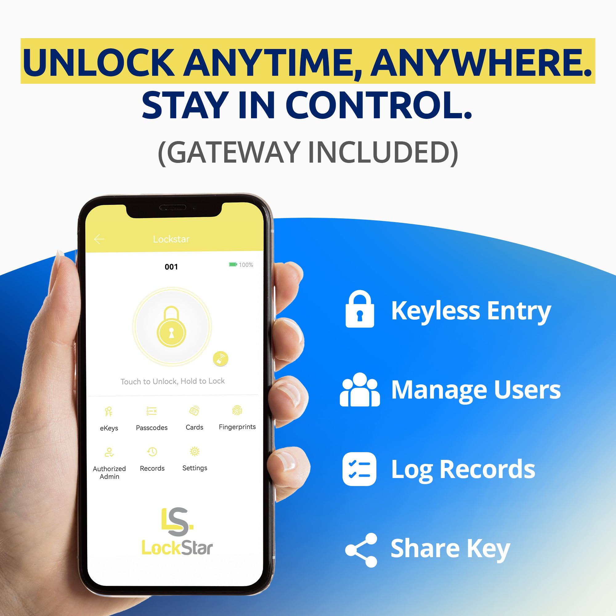 LockSTAR keypad code entry for convenient access