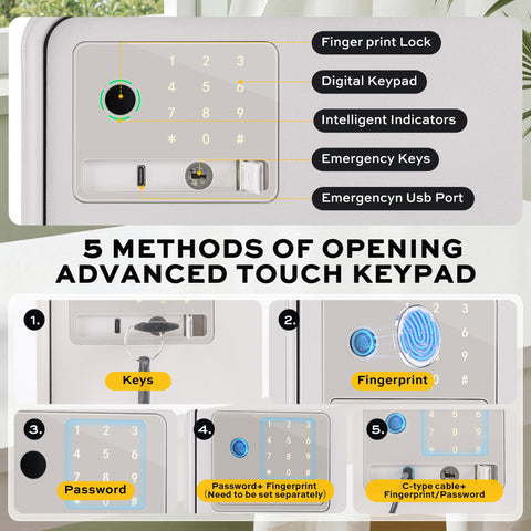 Locksworth Biometric Safe digital keypad entry provides backup access option