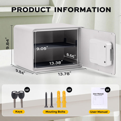 Locksworth Biometric Safe white finish complements decor while guarding essentials