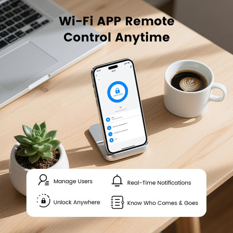Lockzo built in Wi Fi setup for direct connectivity to network.