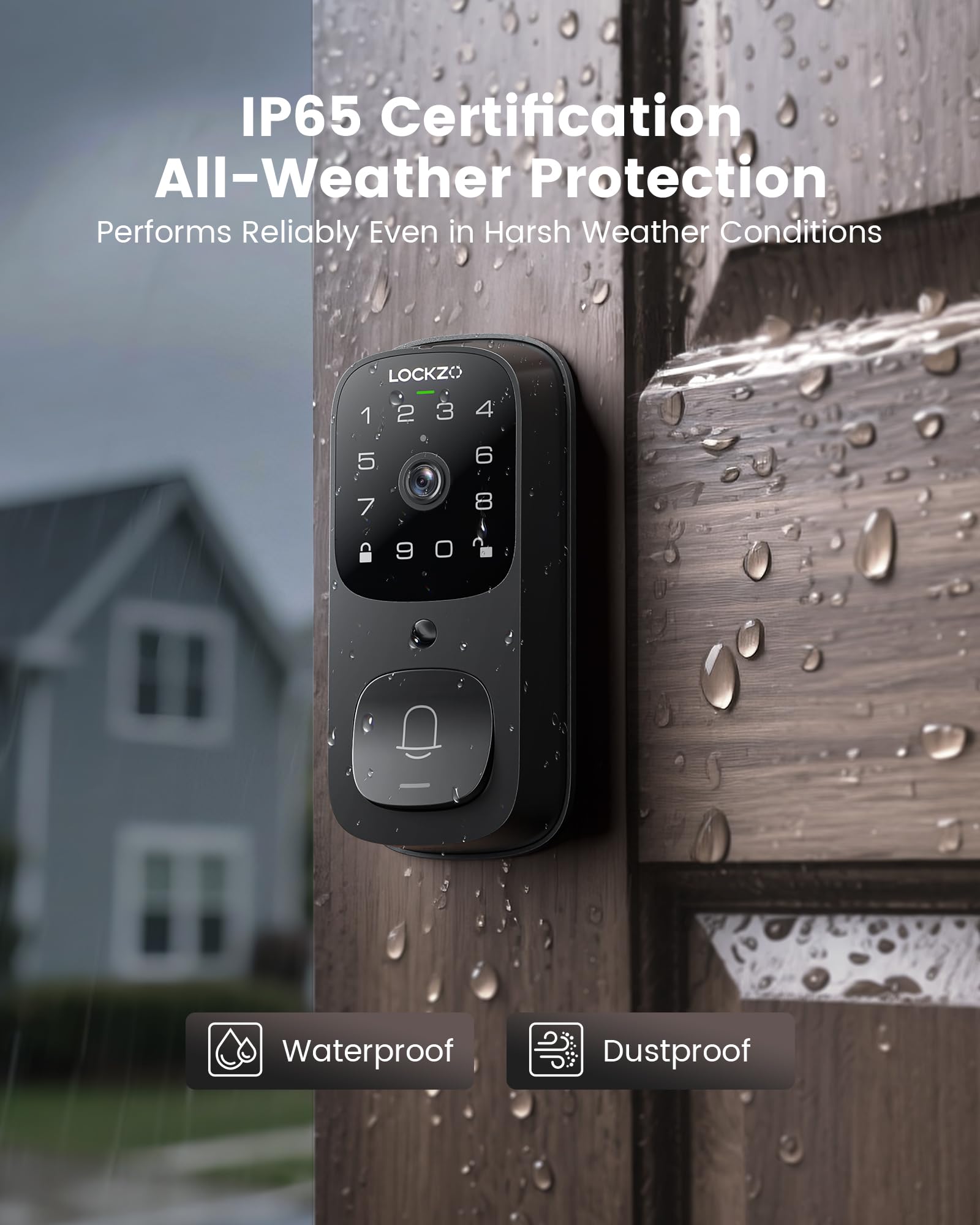 Lockzo IP65 weatherproof design withstands outdoor use.