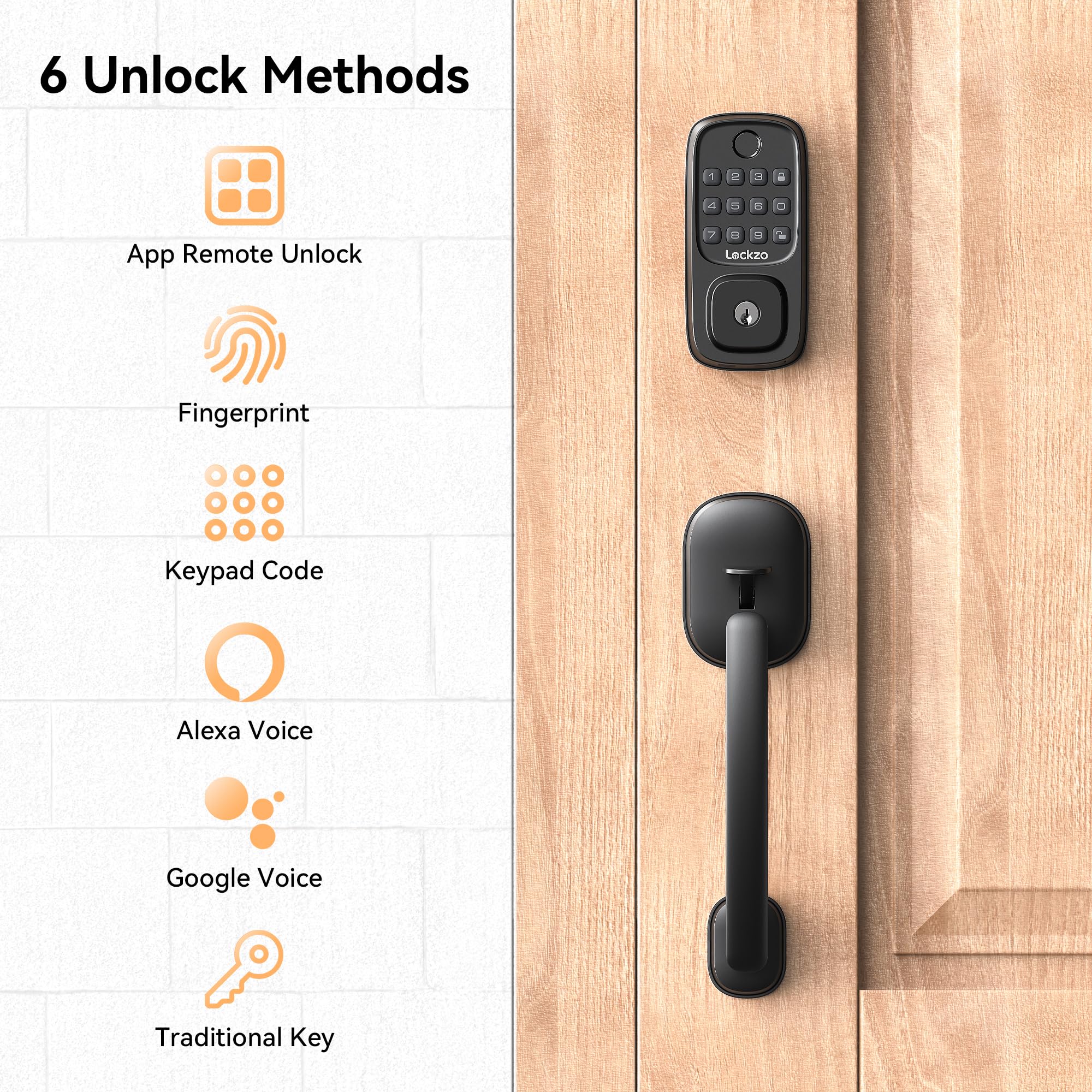 Lockzo smart lock with integrated handle design for seamless access.