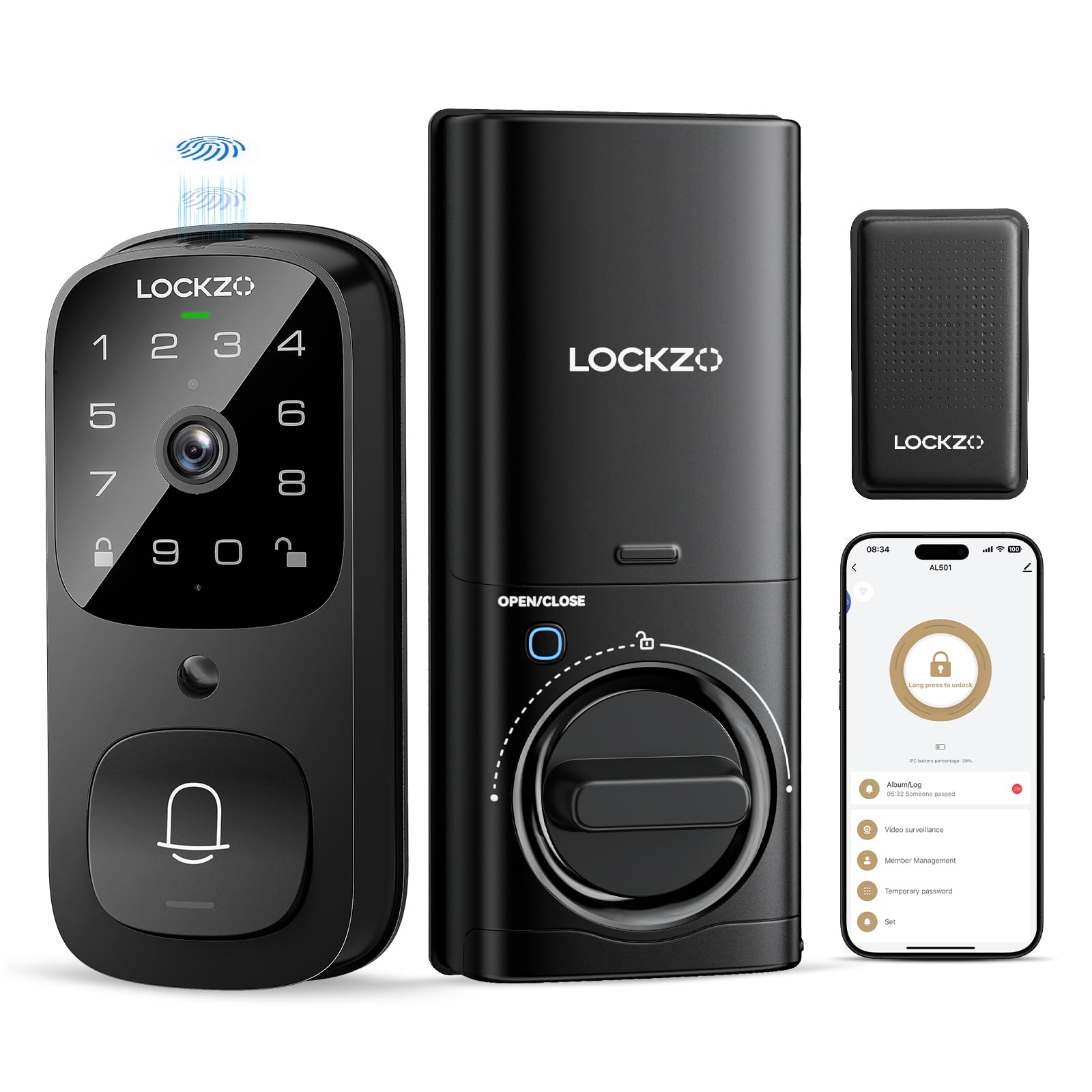 Lockzo smart lock with camera exterior view secures your front door.