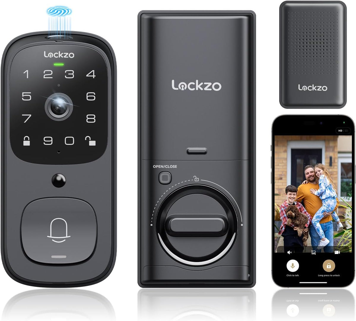 Lockzo Video Smart Lock front door with 2K camera for secure entry monitoring