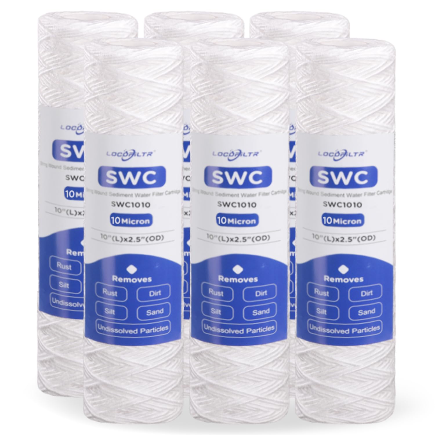 Locofiltr 10-micron sediment filter 10x2.5 inch captures particulates for clearer well water