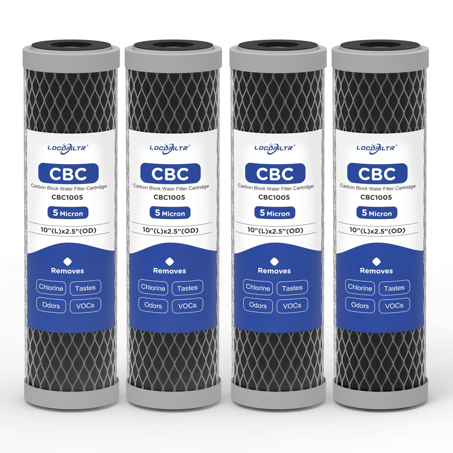 Locofiltr 5 micron carbon block cartridge close-up improves taste.