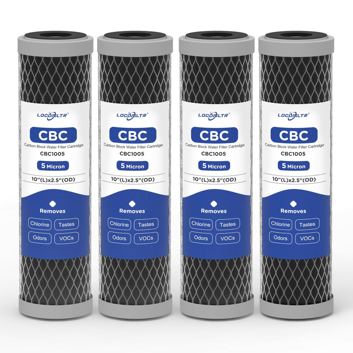 Locofiltr 5 micron carbon block cartridge close-up improves taste.