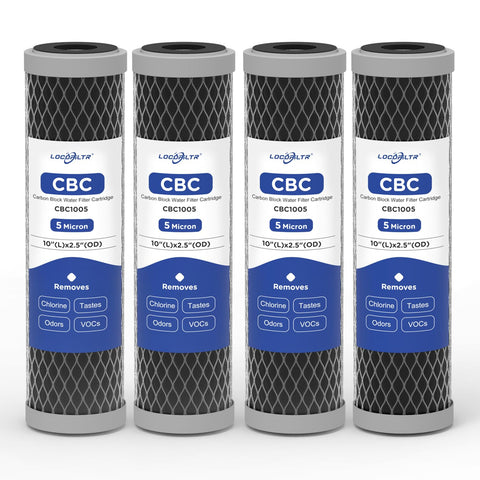 Locofiltr 5 micron carbon block cartridge close-up improves taste.