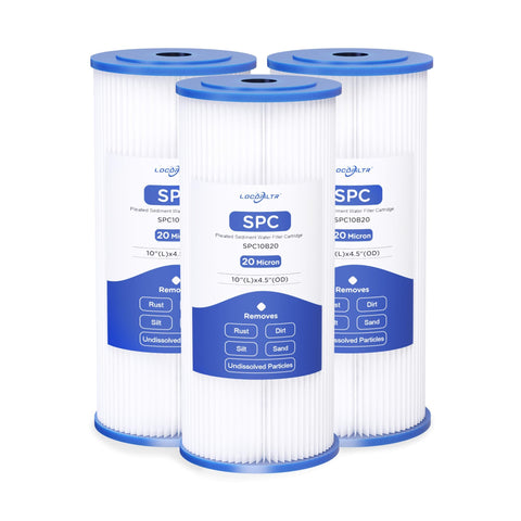 Locofiltr FXHSC pleated sediment filter for 10x4.5 in housings improves clarity