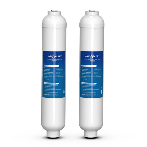 Locofiltr inline carbon filter with push-fit quick-connect for easy installation and taste improvement