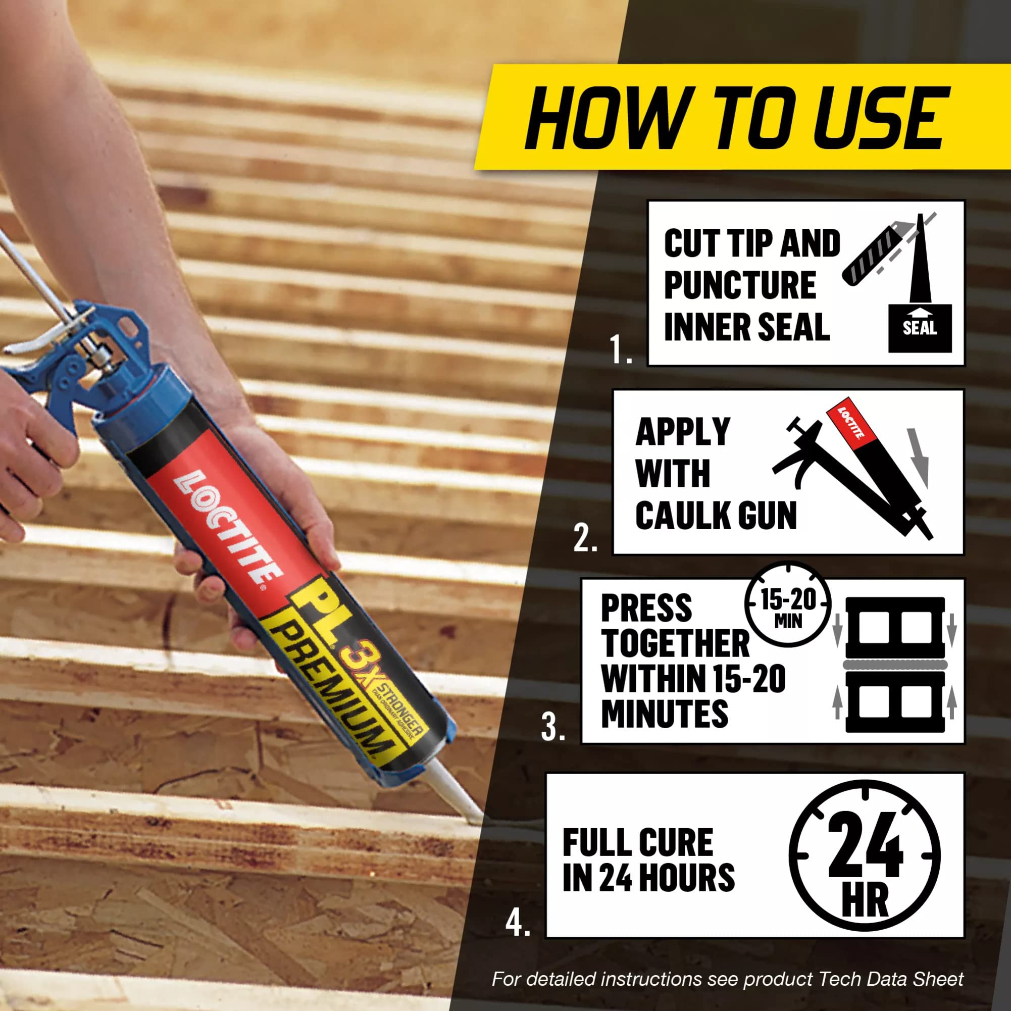 Applying Loctite PL Premium on wood for a strong, lasting bond