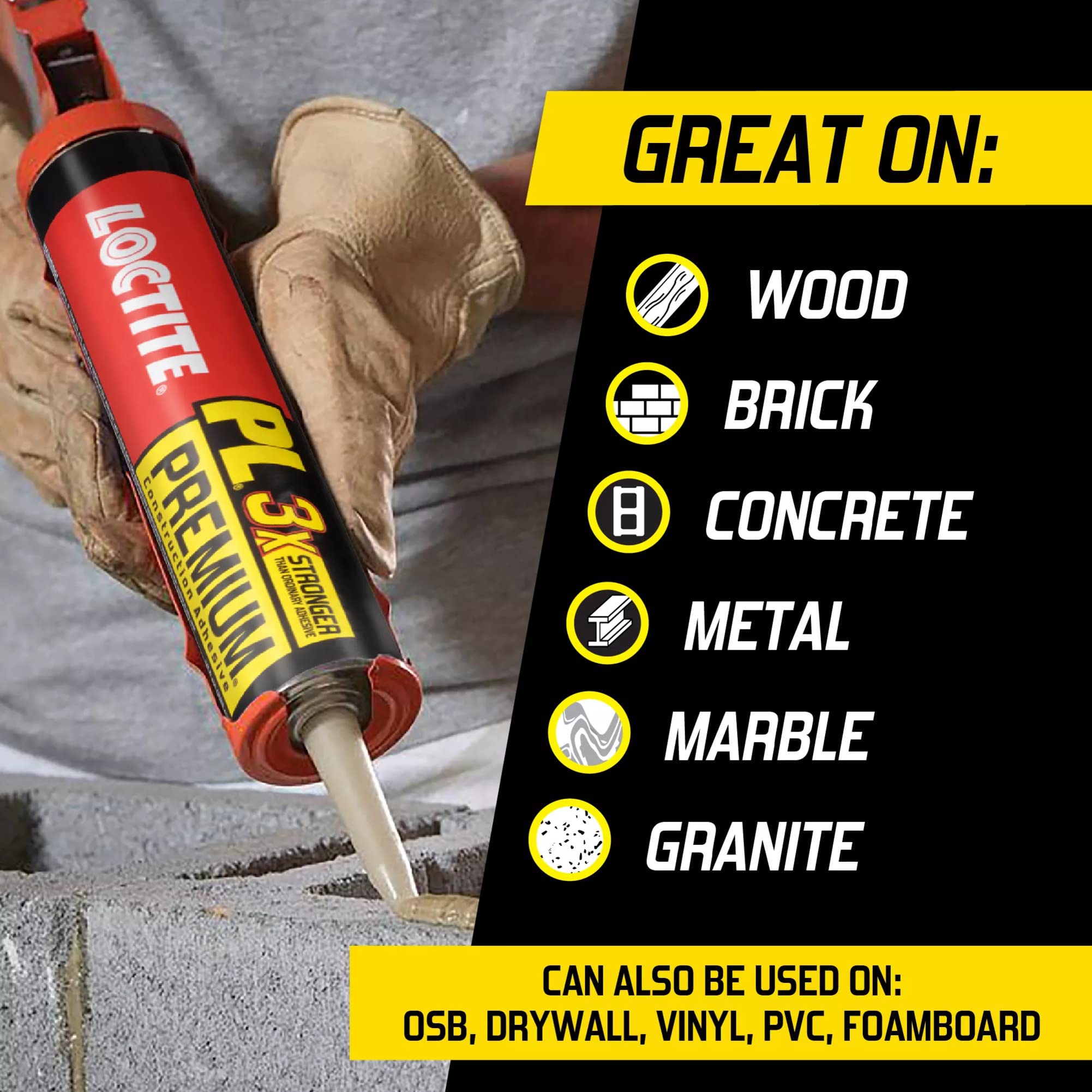 Loctite PL Premium bonds concrete and brick for durable exterior joins