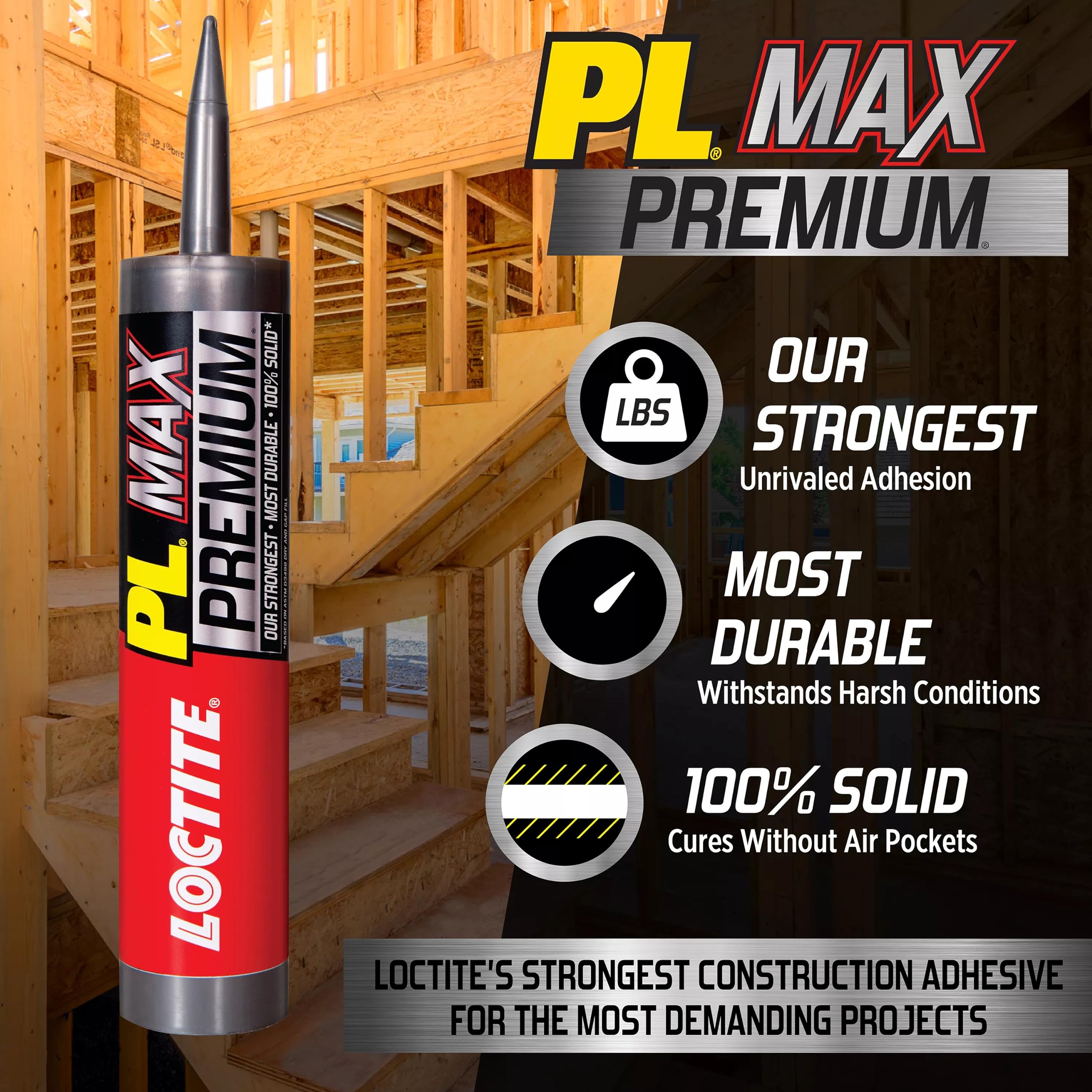 Loctite PL Premium Max fast 20-minute repositioning for precise placement.