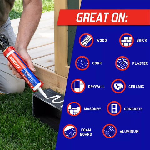 Loctite Power Grab Express bonds wood surfaces for sturdy indoor repairs