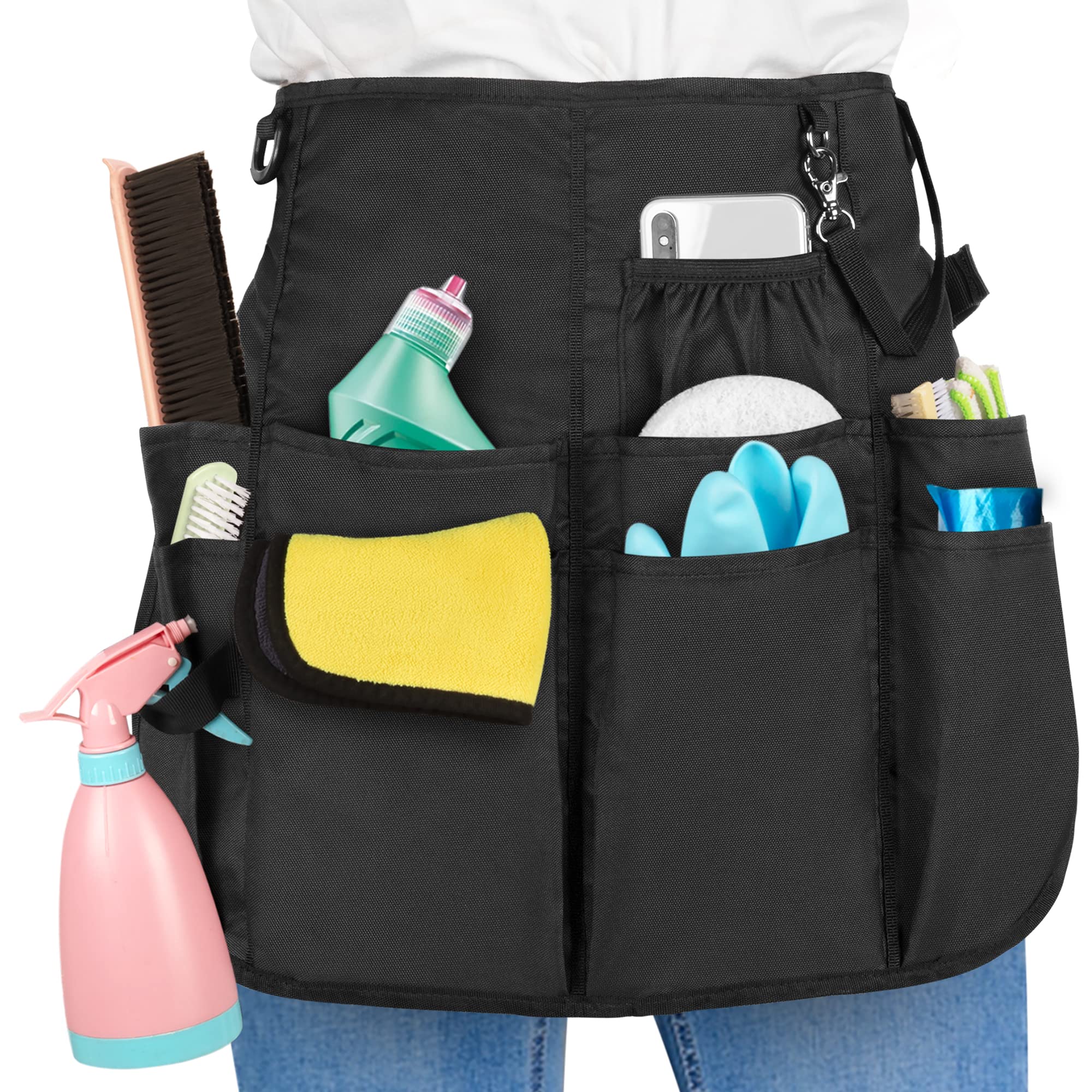 LoDrid professional cleaning apron with nine pockets keeps tools organized for easy access.