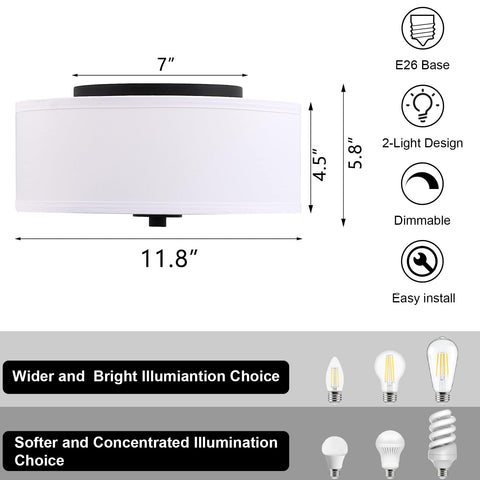 Lodstob white fabric drum shade creating soft ambient light