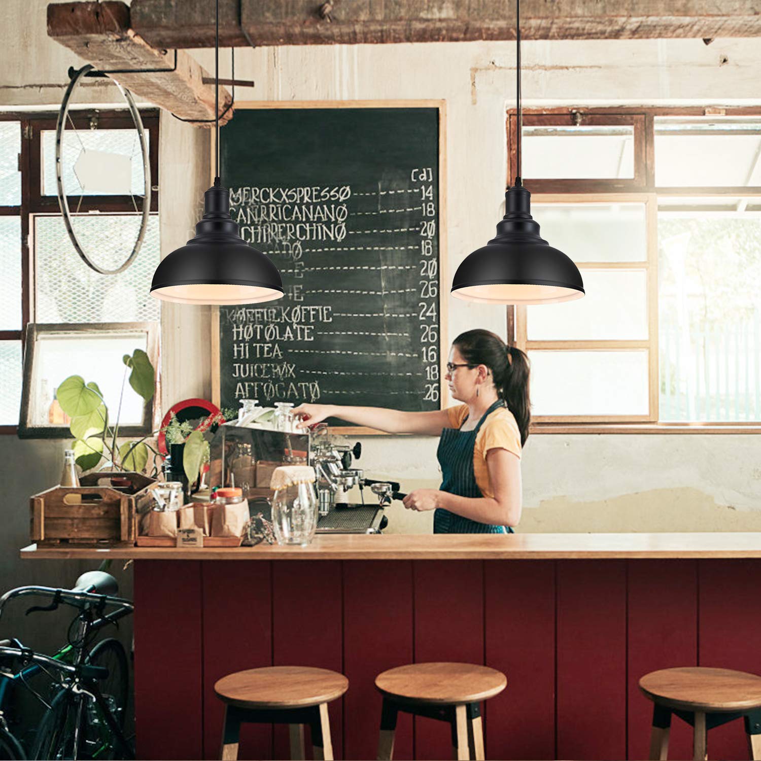 LOEHINLE kitchen island pendant light with industrial edge