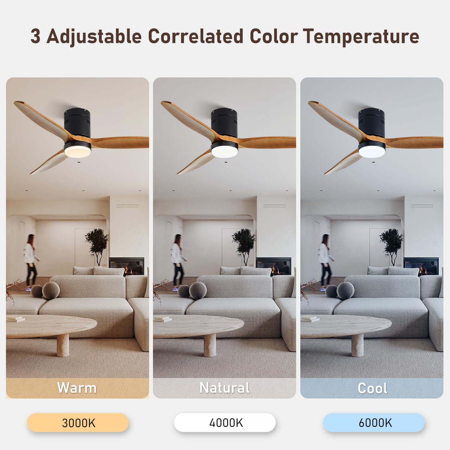 LOFIKEDI reversible DC motor ceiling fan enables seasonal airflow for comfort.