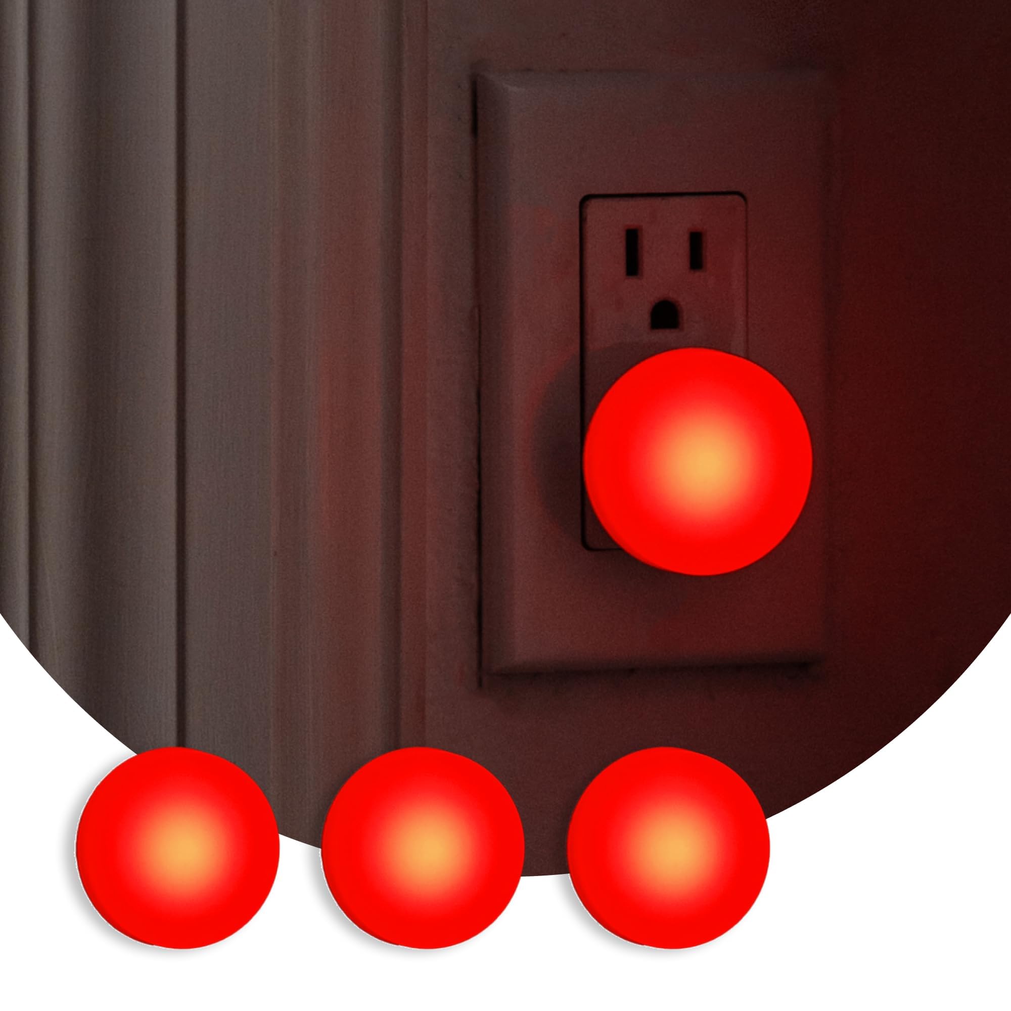 Loftie night light on wall provides ambient 0.5W illumination for hallways.