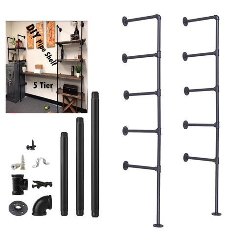 LoftPaipes 5-tier pipe shelf brackets for sturdy DIY storage